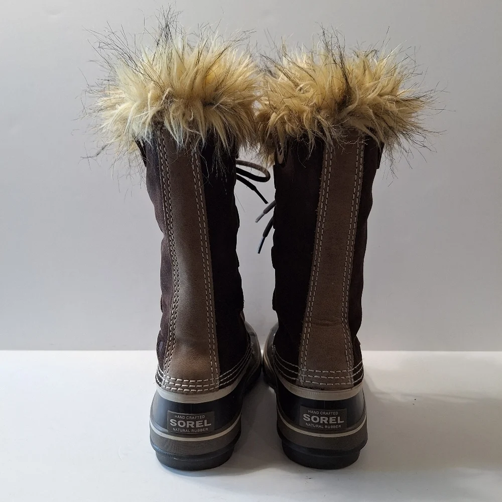 SOREL Women’s Joan of Arctic Suede Gorpcore Hawk Brown Dark Stone Boots Size 6